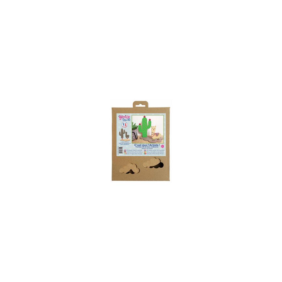 DECOUPE BOIS 3D - LAMAS ET CACTUS 