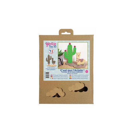 DECOUPE BOIS 3D - LAMAS ET CACTUS 