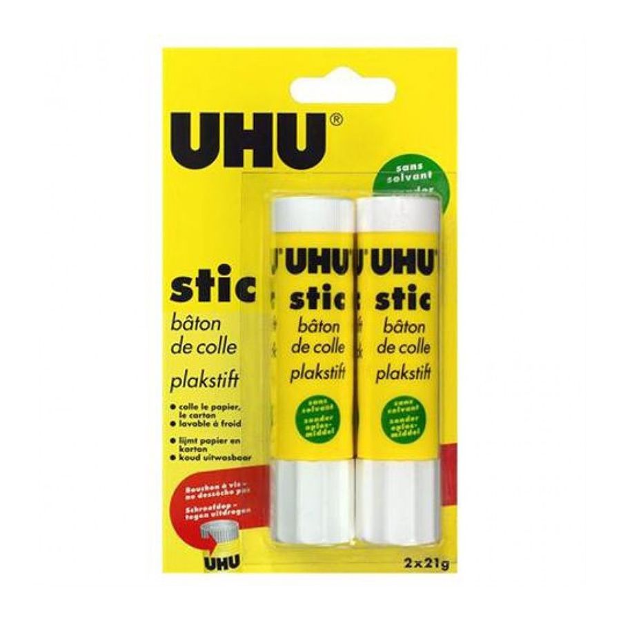 UHU 2 STICS BLANC 21G