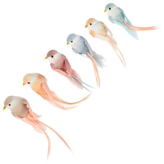 6 oiseaux décoratifs sur pince - Artemio