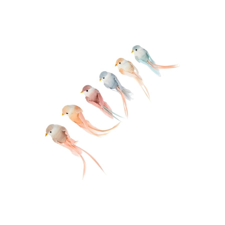 6 oiseaux décoratifs sur pince - Artemio