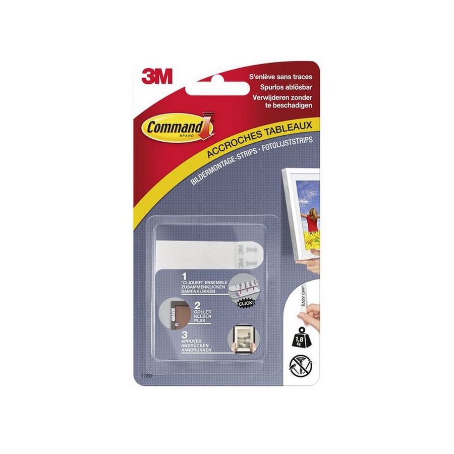 Languettes d'accrochage de tableaux de 1.8kg - 4x2 languettes blanches