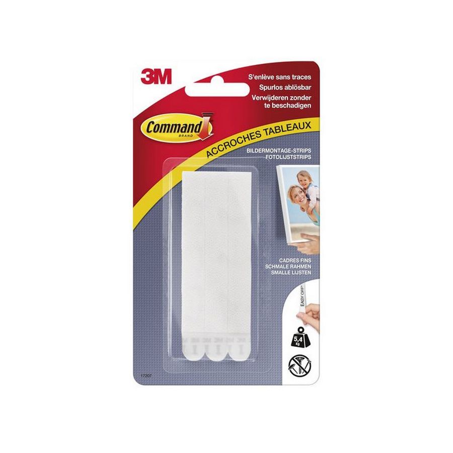 Languettes d'accrochage de tableaux de 5.4kg - 4x2 languettes blanches étroites