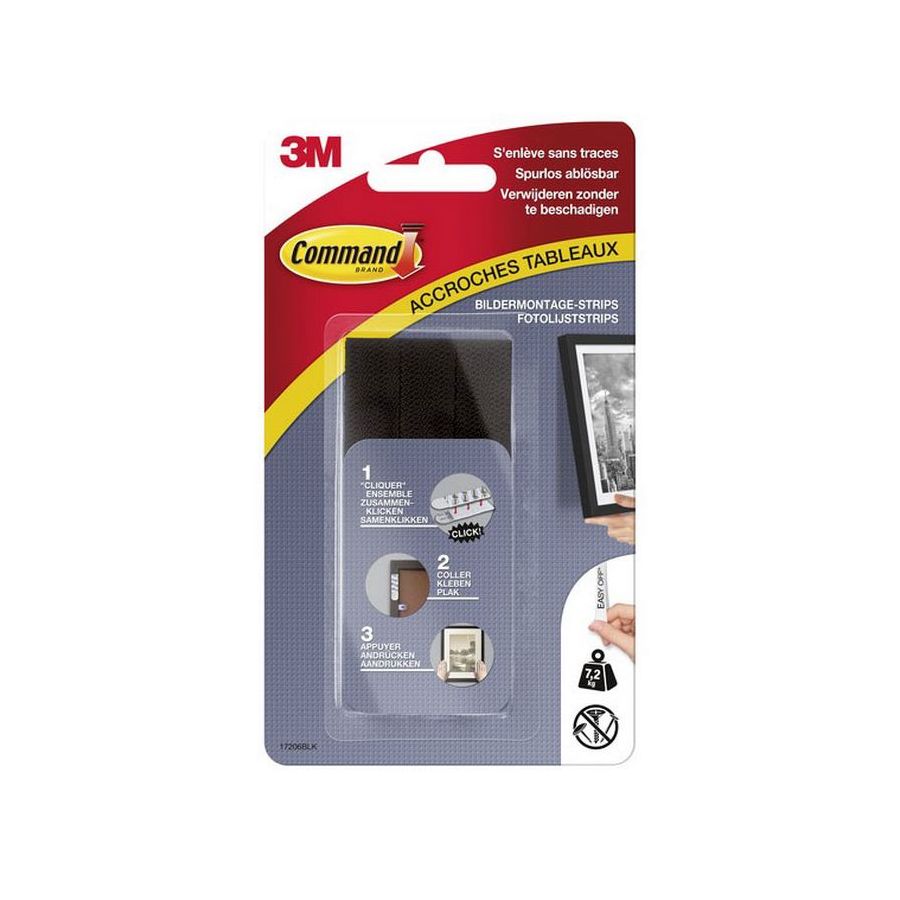 Languettes d'accrochage de tableaux de 7.2kg - 4x2 languettes noirs larges