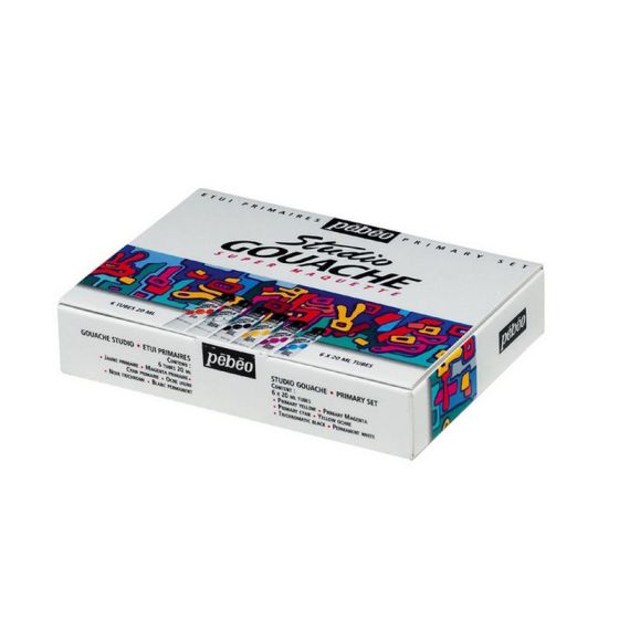 Etui 6 tubes de gouache studio de 20ml + un pinceau - Pebeo