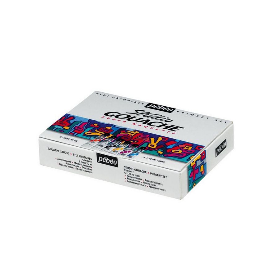 Etui 6 tubes de gouache studio de 20ml + un pinceau - Pebeo