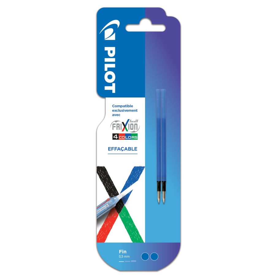 Lot de 2 recharges Pilot Frixion Ball - 4 couleurs - bleu