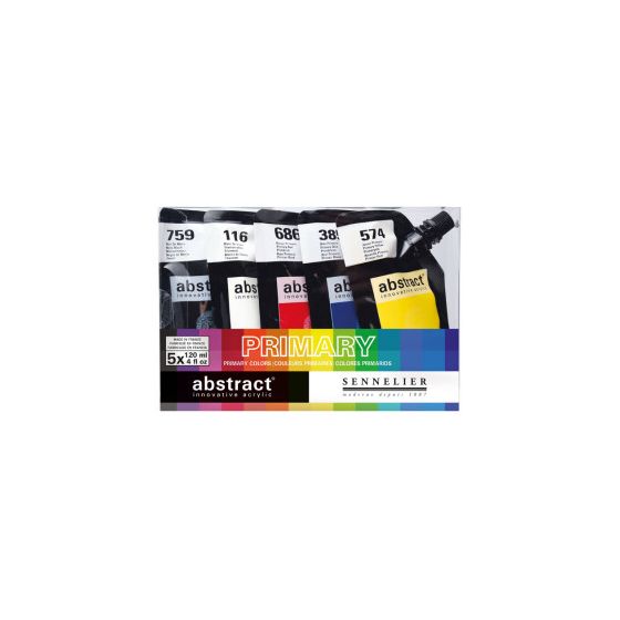 Lot de 5 poches d'acrylique de 120ml - Couleurs primaires - Sennelier
