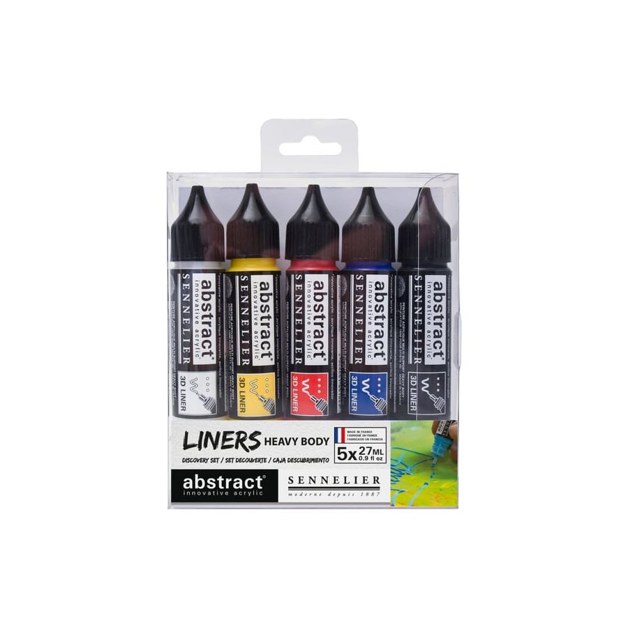 Set de 5 liners abstract acrylique - Couleurs primaires - Sennelier