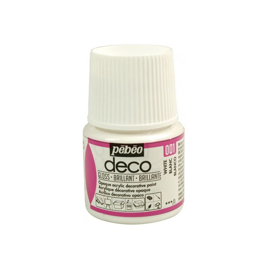 Pebeo Deco Brillant 45ML Couleur:BLANC Pebeo Deco Brillant 45ML Couleur:BLANC