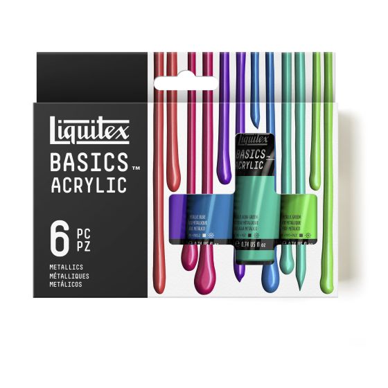 Set de 6 peintures acryliques métalliques Liquitex Basics 22ml