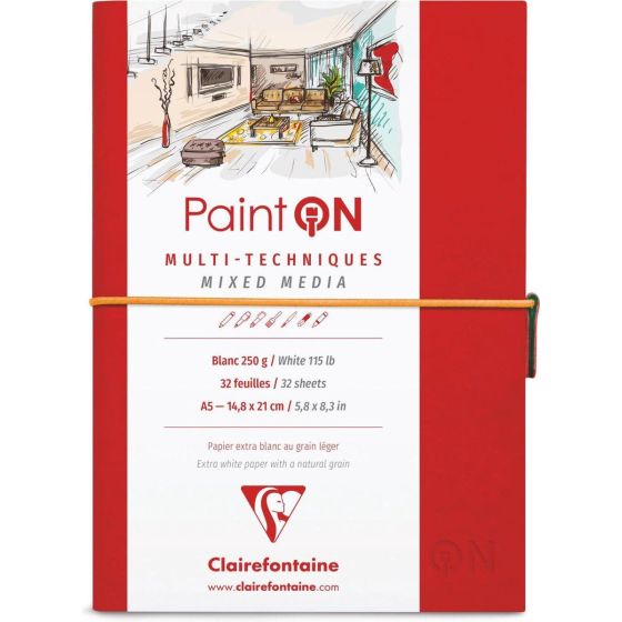 Carnet Paint On 250g A5 Blanc - Bloc de dessin Clairefontaine {image_id}
