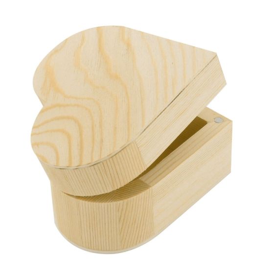 Boîte en forme de cœur en bois CTOP 13,5 x 12,2 x 6,3 cm {image_id}