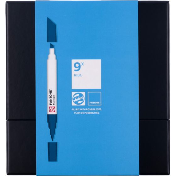 Set de 9 marqueurs Pantone encre à base d'eau nuances de bleu - Talens
