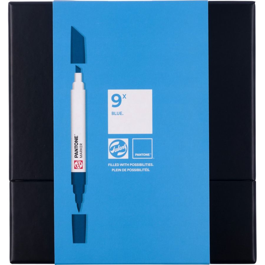 Set de 9 marqueurs Pantone encre à base d'eau nuances de bleu - Talens