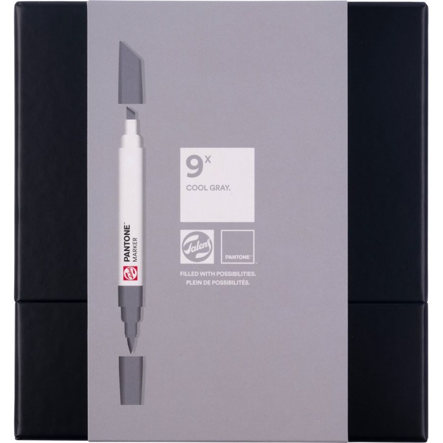 Set de marqueurs Pantone encre à base d'eau nuances du gris clair - 9 marqueurs