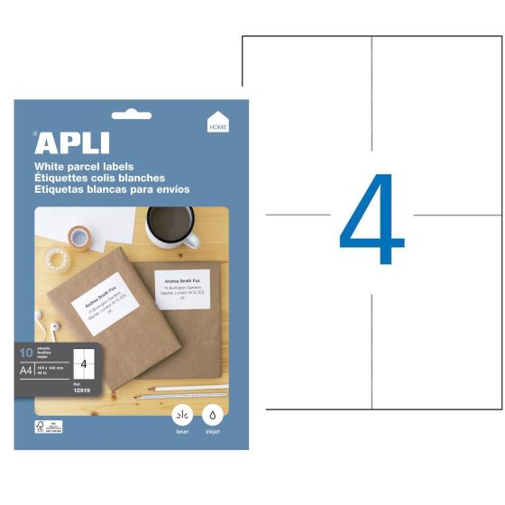 BLOC 40 ETIQUETTES BLANCHES AUTOCOLLANTES 105X148 10F par APLI {image_id}