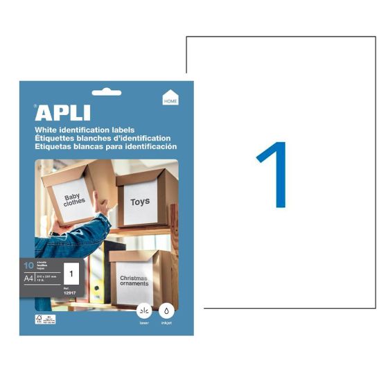 Etiquettes Autocollantes APLI Blanc 210x297mm - Pack de 10 Feuilles {image_id}