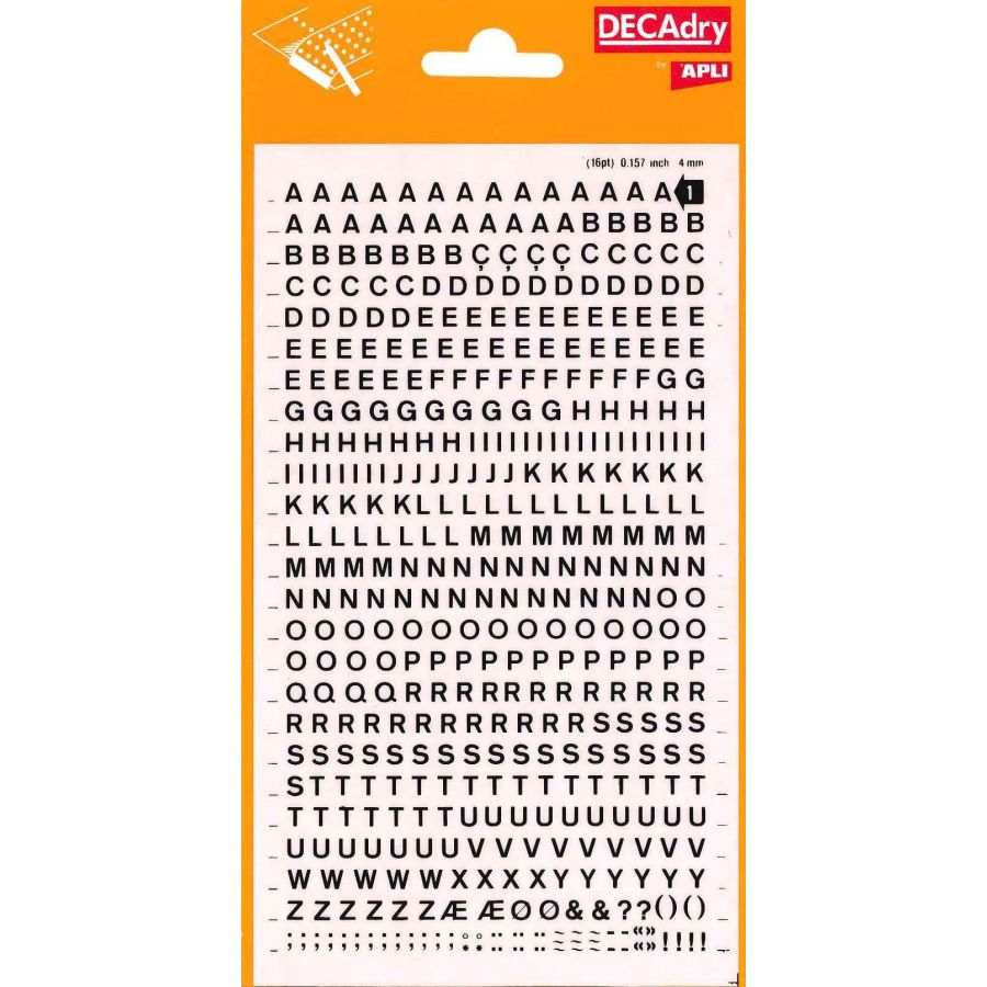 Lettres Transfert Noir 4mm APLI - Marquage Facile {image_id}
