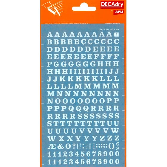 Lettres&Chiffres Transfert Blanc 6mm-1f - APLI {image_id}