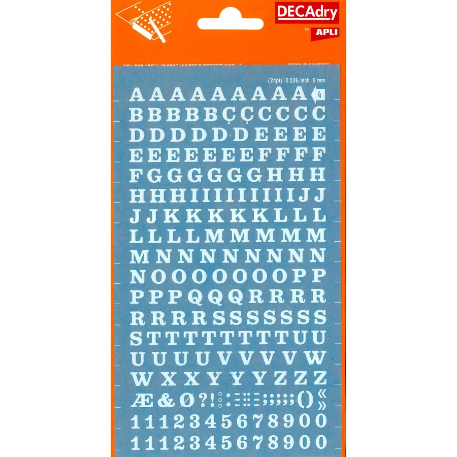 Lettres&Chiffres Transfert Blanc 6mm-1f - APLI {image_id}