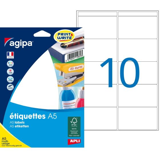 Pochette A5 de 160 étiquettes multi-usage 38,5x65mm par APLI {image_id}