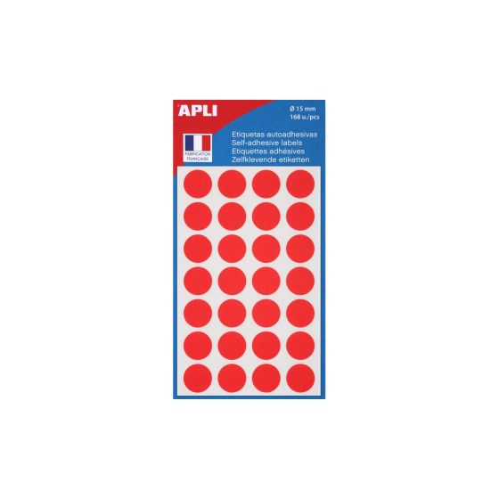 Gommettes rond 15mm rouge 168 pièces APLI {image_id}