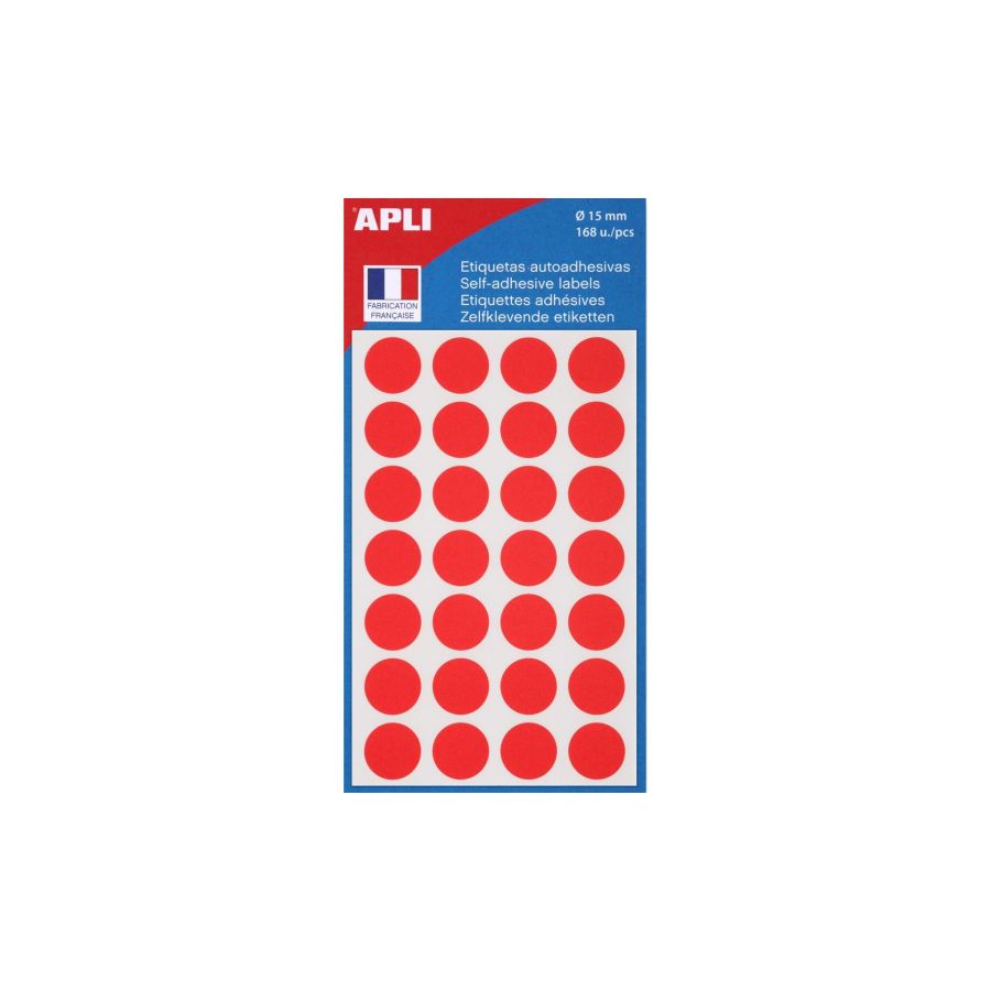 Gommettes rond 15mm rouge 168 pièces APLI {image_id}