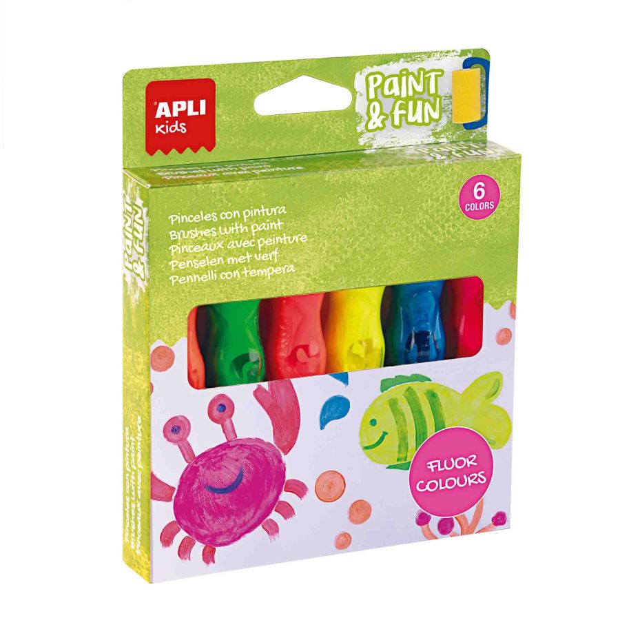 Gouaches Couleurs Fluo 13ml 6U - Peinture en Tube avec Pinceau APLI {image_id}