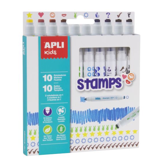 Boîte de 10 Marqueurs Colors & Stamps APLI pour Enfants {image_id}