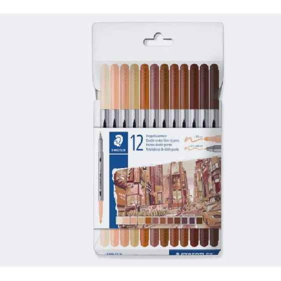 Feutres de couleur marron double pointes étui de 12 - STAEDTLER {image_id}