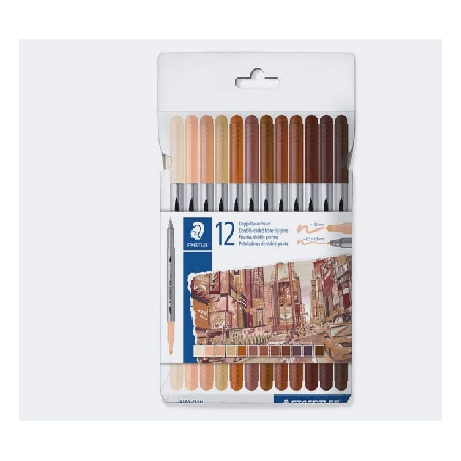 Feutres de couleur marron double pointes étui de 12 - STAEDTLER {image_id}