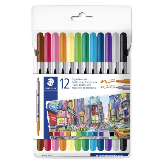 FEUTRES DE COULEUR DOUBLE PTE SETUI DE 12 par STAEDTLER {image_id}