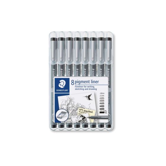 Coffret de Feutres Pigment Liner Noir Staedtler X8 {image_id}