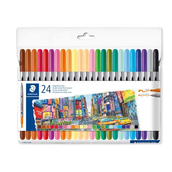 Feutres de couleur double pointe Staedtler - Étui de 20+4 {image_id}