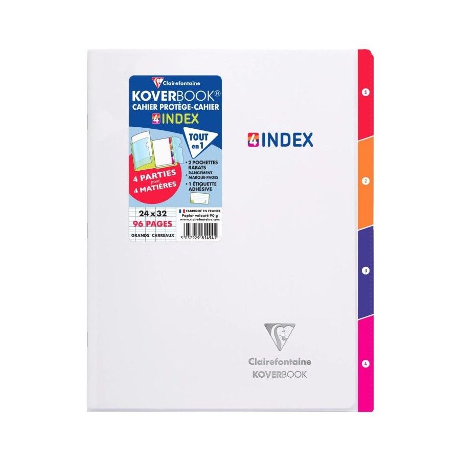 Cahier Koverbook Clairefontaine 24x32cm 96 pages - Grands carreaux {image_id}