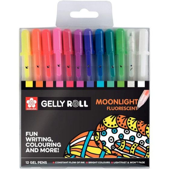 Lot de 12 Stylos Gel Moonlight Fluorescent Sakura - GELLY MOONLIGHT SET 12 PCS {image_id}