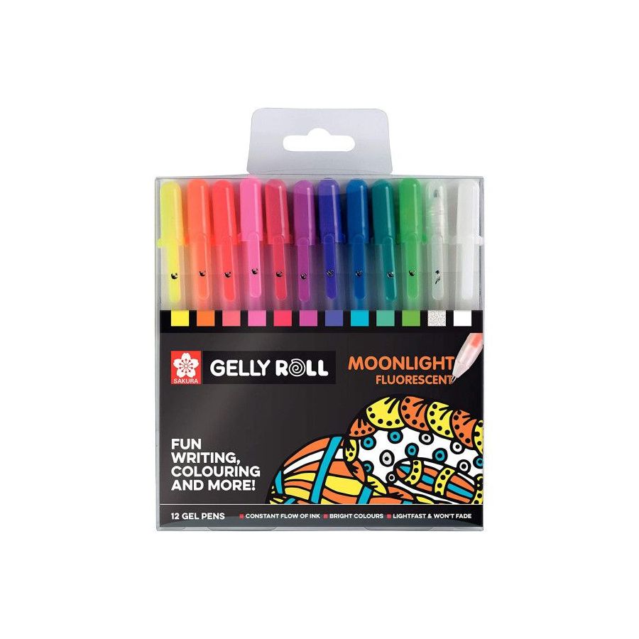Lot de 12 Stylos Gel Moonlight Fluorescent Sakura - GELLY MOONLIGHT SET 12 PCS {image_id}