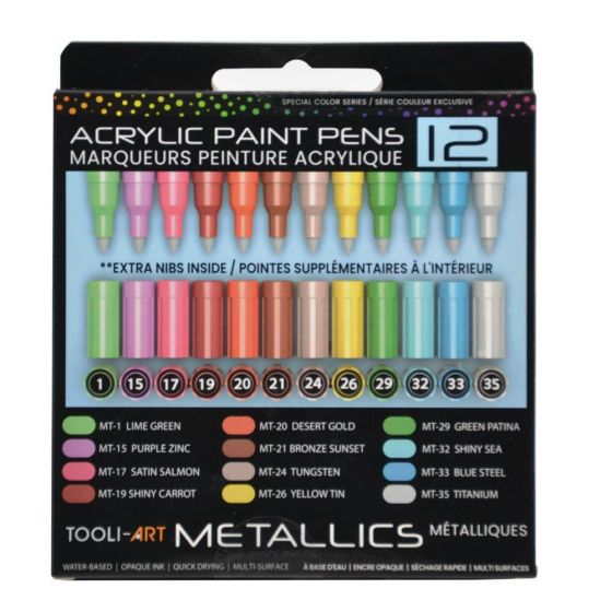 Set de marqueurs acryliques métalliques TOOLI ART - 12 couleurs EF 0.7mm {image_id}
