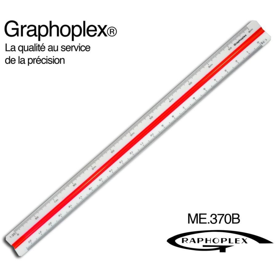 Règle de réduction GRAPHOPLEX KUTCH 30 cm 6 échelles 1/20 à 1/125 {image_id}