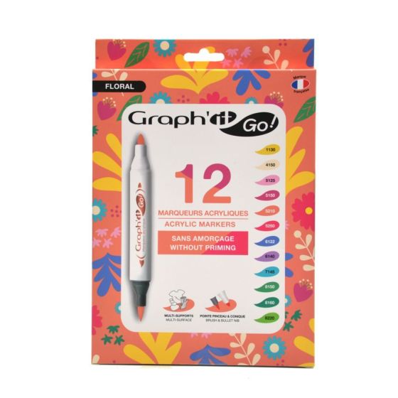 Set de 12 marqueurs acryliques GRAPH'IT GO! - Floral {image_id}