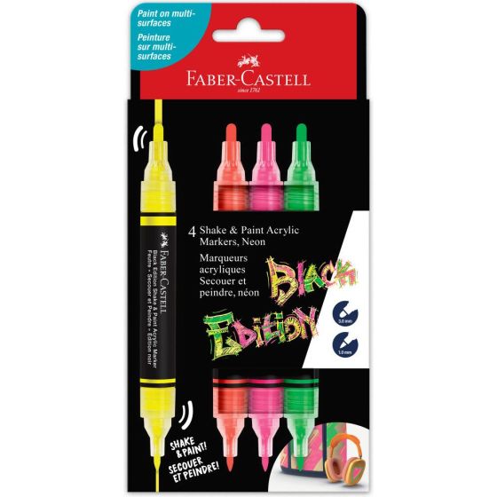 Set de 4 marqueurs acryliques dual-tip Neon Faber-Castell Black Edition {image_id}