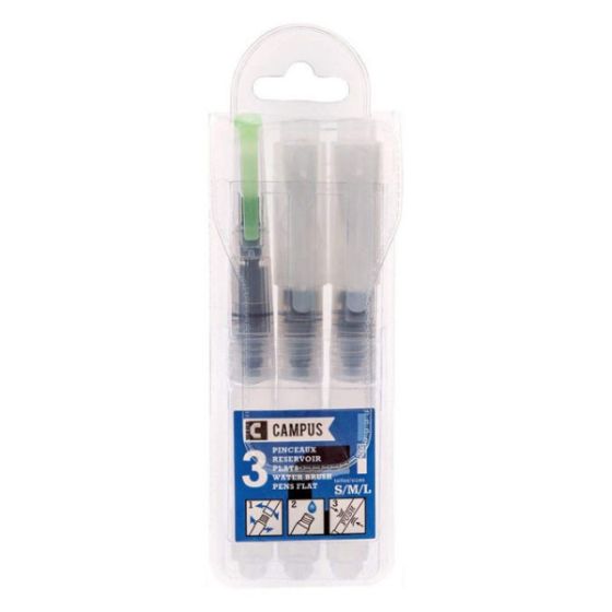 Lot de 3 Mini Pinceaux à Réservoir Plat Raphaël – Assortiment S, M et L pour Aquarelle