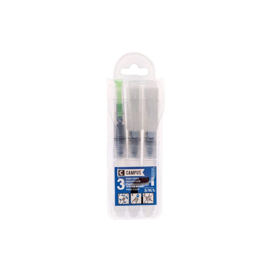 Lot de 3 Mini Pinceaux à Réservoir Plat Raphaël – Assortiment S, M et L pour Aquarelle