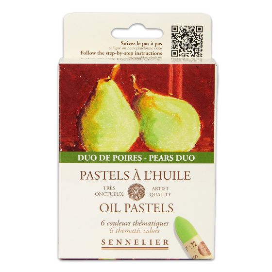 Pastels à l’Huile Sennelier – Coffret 6 Couleurs Thème Duo de Poire : Palette artistique gourmandes