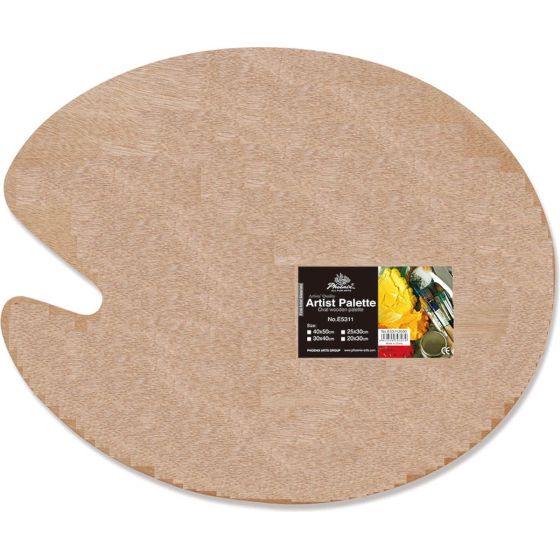 Palette de peinture en bois naturel ovale 30 x 40 cm : Accessoire artiste acrylique & huile