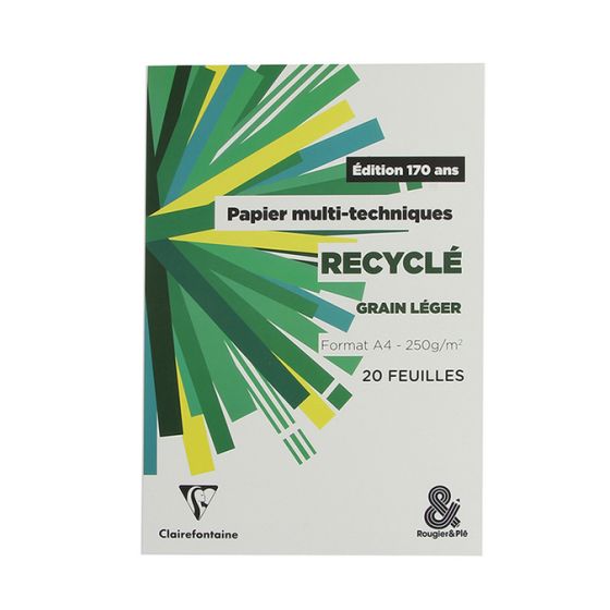 Bloc papier multi-techniques A4 recyclé 250 g/m² – 20 feuilles : Édition spéciale 170 ans