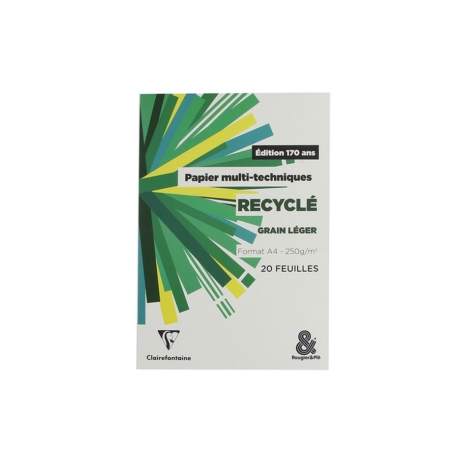 Bloc papier multi-techniques A4 recyclé 250 g/m² – 20 feuilles : Édition spéciale 170 ans