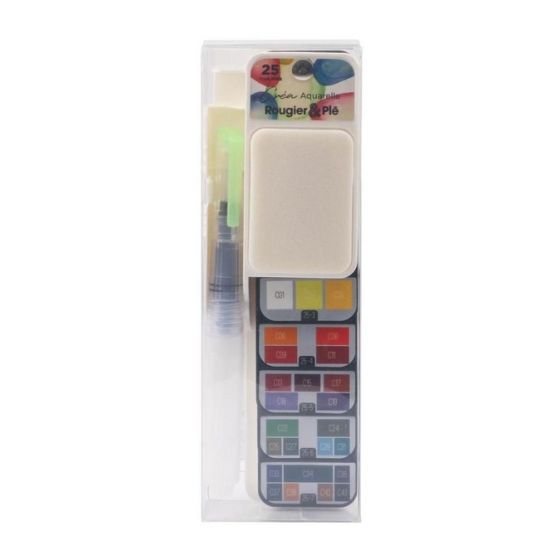 Boîte aquarelle éventail – 25 couleurs compactes : Set de voyage tout-en-un