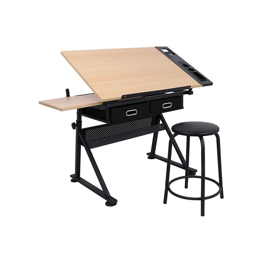 Table à dessin inclinable en bois MDF avec tabouret – Ergonomique & modulable Table à dessin inclinable en bois MDF avec tabouret – Ergonomique & modulable